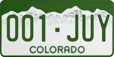 CO license plate 001JUY