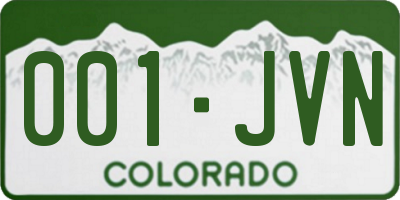 CO license plate 001JVN