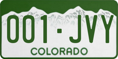 CO license plate 001JVY