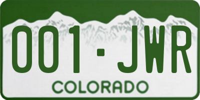 CO license plate 001JWR