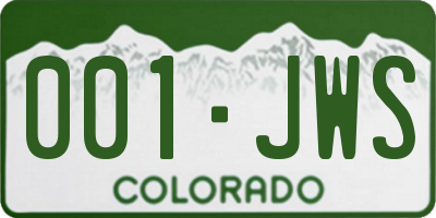 CO license plate 001JWS