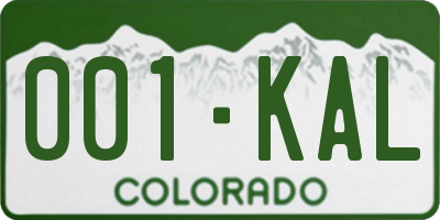 CO license plate 001KAL