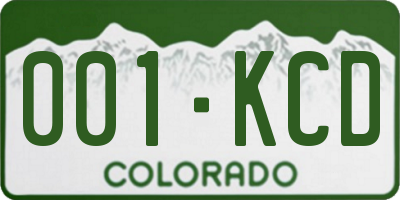 CO license plate 001KCD