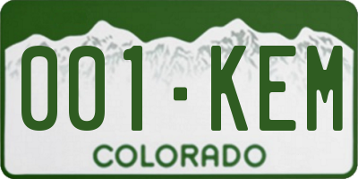 CO license plate 001KEM