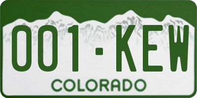 CO license plate 001KEW
