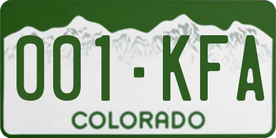 CO license plate 001KFA