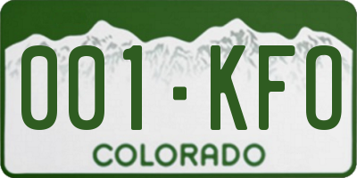 CO license plate 001KFO