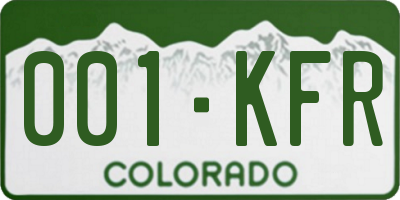 CO license plate 001KFR