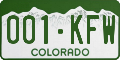 CO license plate 001KFW