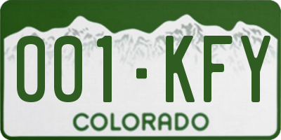 CO license plate 001KFY