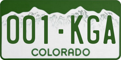 CO license plate 001KGA