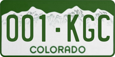 CO license plate 001KGC