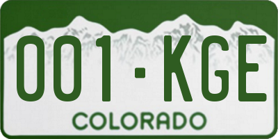 CO license plate 001KGE