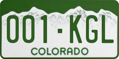 CO license plate 001KGL