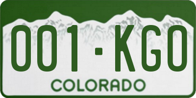 CO license plate 001KGO