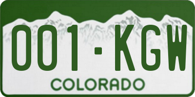 CO license plate 001KGW