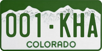 CO license plate 001KHA