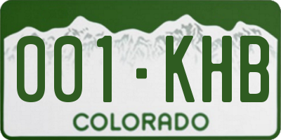 CO license plate 001KHB