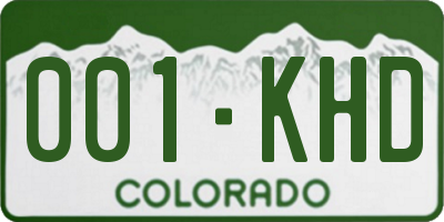 CO license plate 001KHD