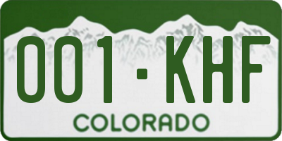 CO license plate 001KHF