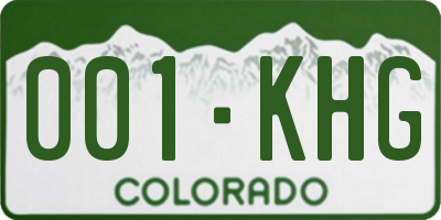 CO license plate 001KHG