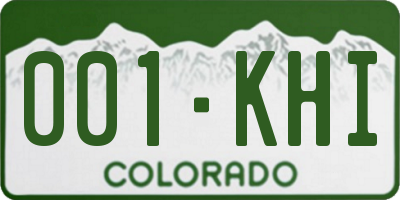 CO license plate 001KHI