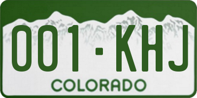 CO license plate 001KHJ