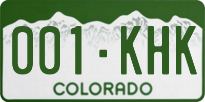 CO license plate 001KHK