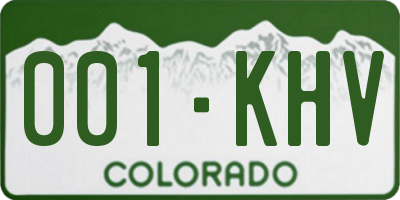 CO license plate 001KHV