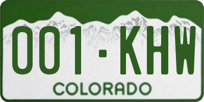 CO license plate 001KHW