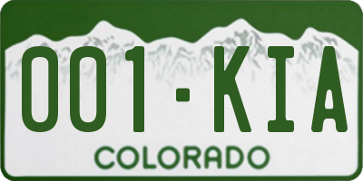 CO license plate 001KIA