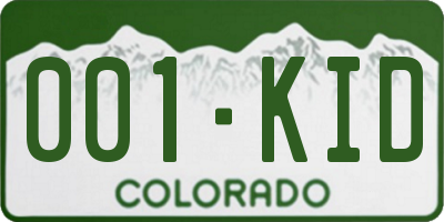 CO license plate 001KID