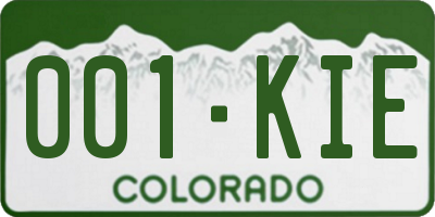 CO license plate 001KIE