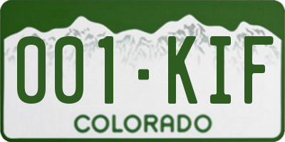 CO license plate 001KIF