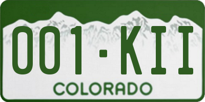 CO license plate 001KII