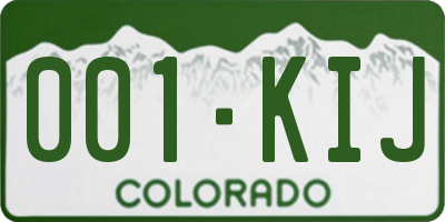 CO license plate 001KIJ