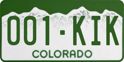 CO license plate 001KIK