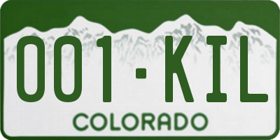 CO license plate 001KIL