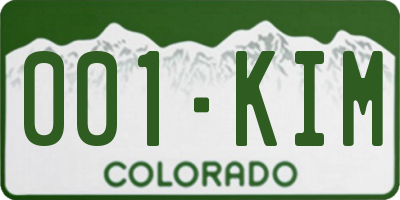 CO license plate 001KIM