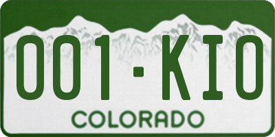 CO license plate 001KIO