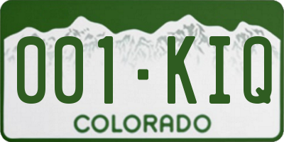 CO license plate 001KIQ