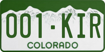 CO license plate 001KIR