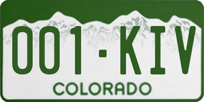 CO license plate 001KIV