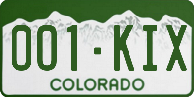 CO license plate 001KIX