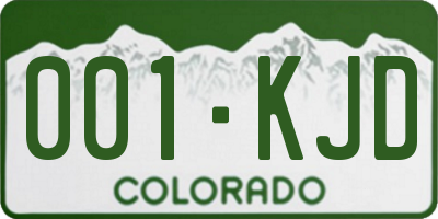 CO license plate 001KJD