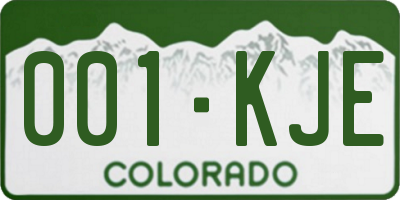 CO license plate 001KJE