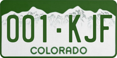 CO license plate 001KJF