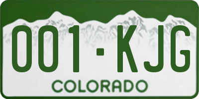 CO license plate 001KJG