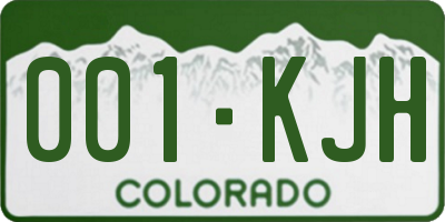 CO license plate 001KJH