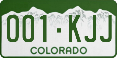 CO license plate 001KJJ